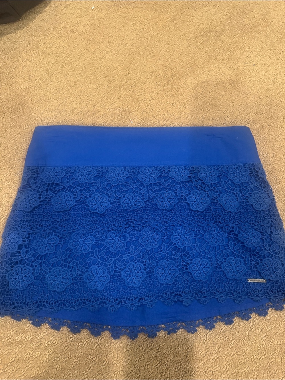 Lace Trim Mini Skirt - Electric Blue